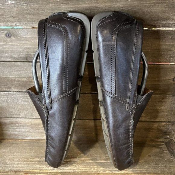 Mens Clarks Marksman Dark Brown Leather Slip On‎ Loafers Shoes Size 12 M GUC main image 4